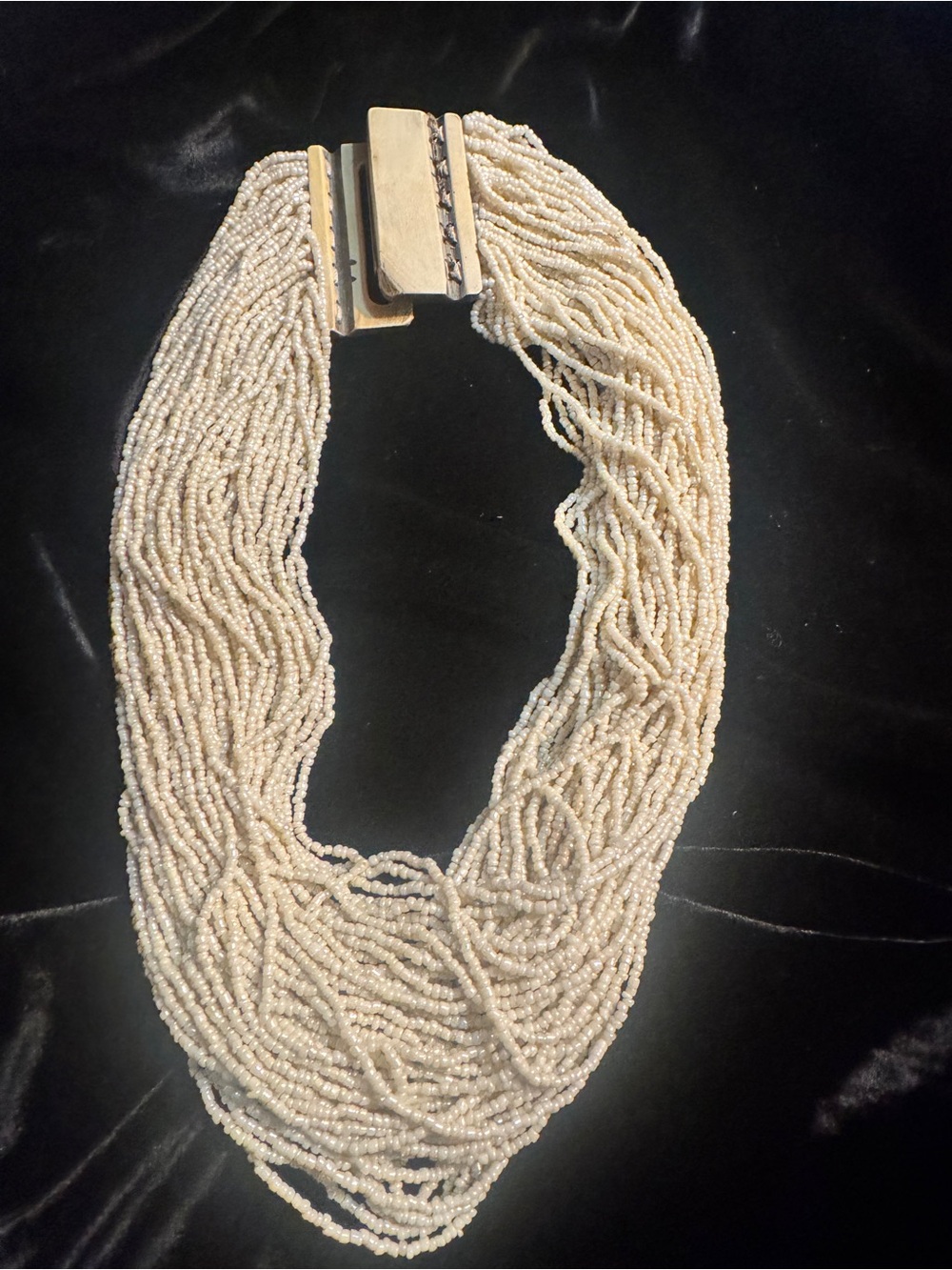 Multi-Strand Cream Beaded Statement Necklace